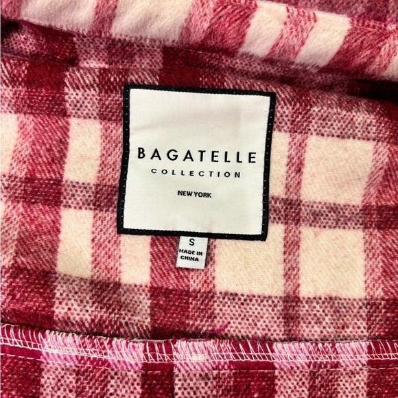 Bagatelle Pink Plaid Cropped Wool Blend Women’s Small Jacket- Fuzzy & Soft - Picture 4 of 11